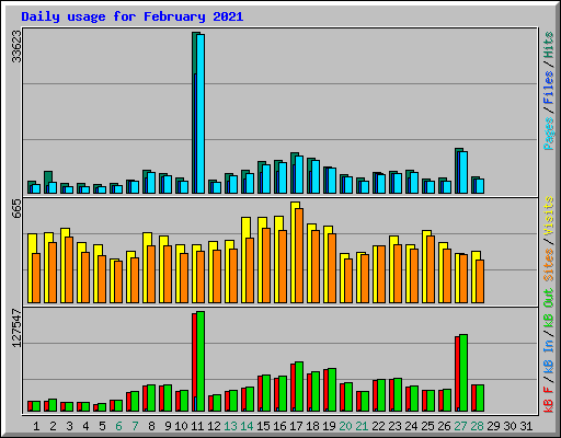 Daily usage for February 2021