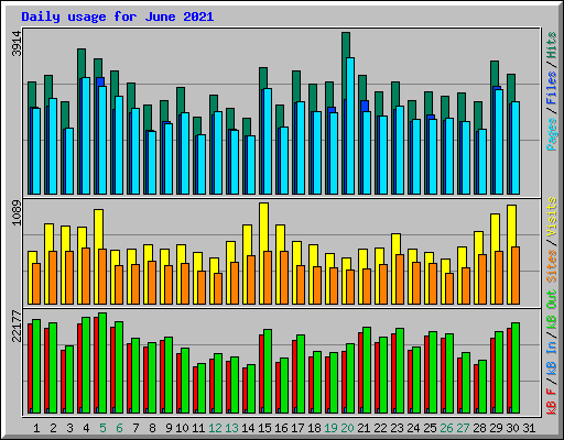 Daily usage for June 2021