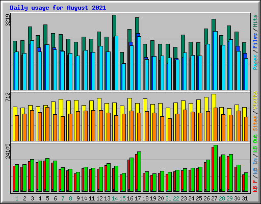 Daily usage for August 2021