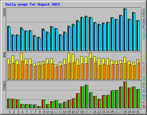 Daily usage for August 2023