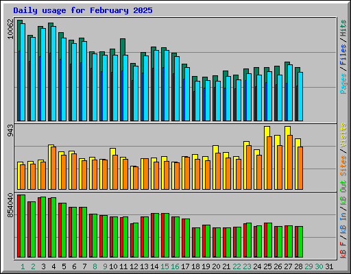 Daily usage for February 2025